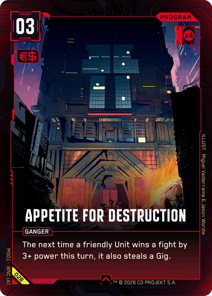 Appetite for Destruction - Cyberpunk TCG card