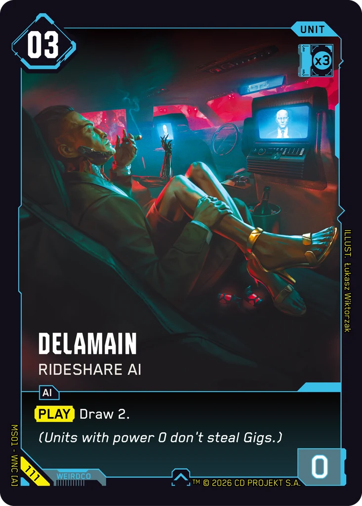 Delamain: Rideshare AI - Cyberpunk TCG card