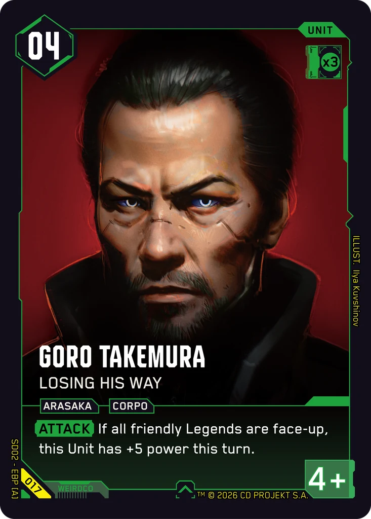 Goro Takemura: Losing His Way - Cyberpunk TCG card