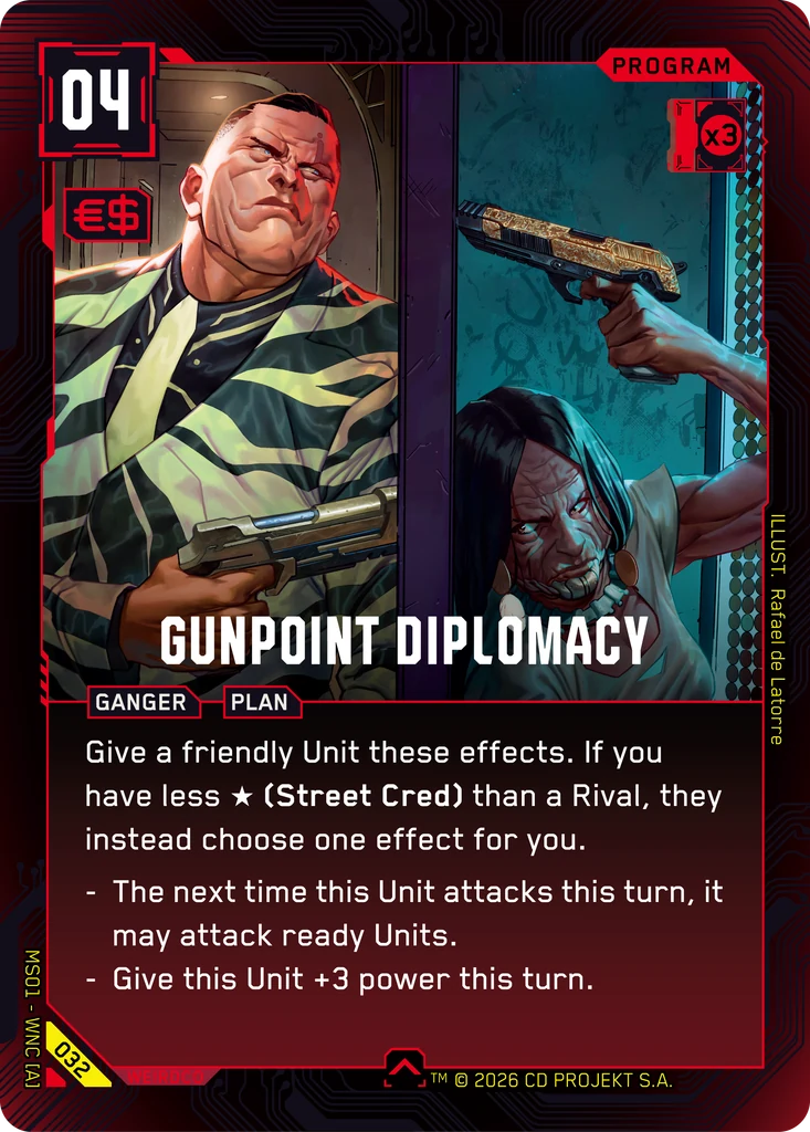 Gunpoint Diplomacy - Cyberpunk TCG card