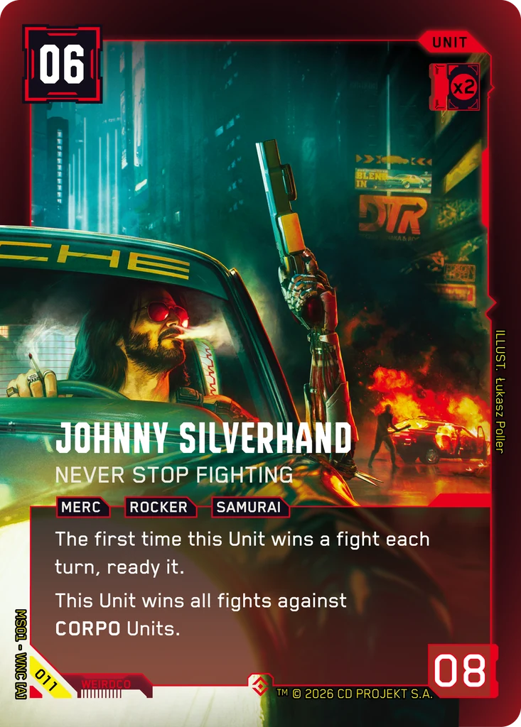 Johnny Silverhand: Never Stop Fighting - Cyberpunk TCG card