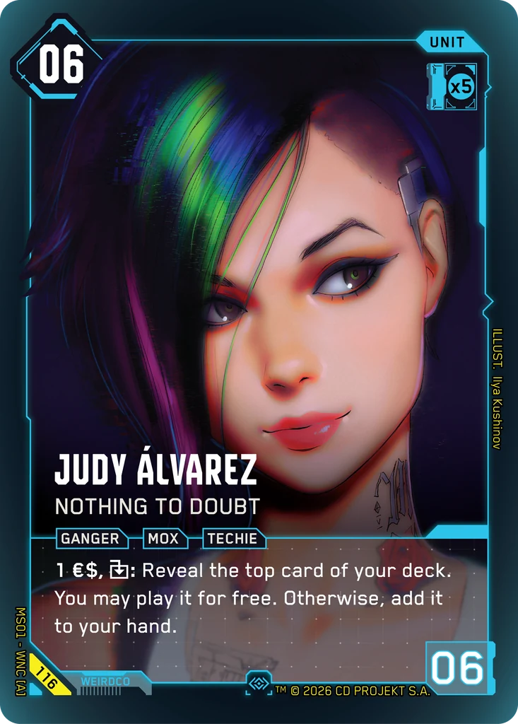 Judy Álvarez: Nothing to Doubt - Cyberpunk TCG card