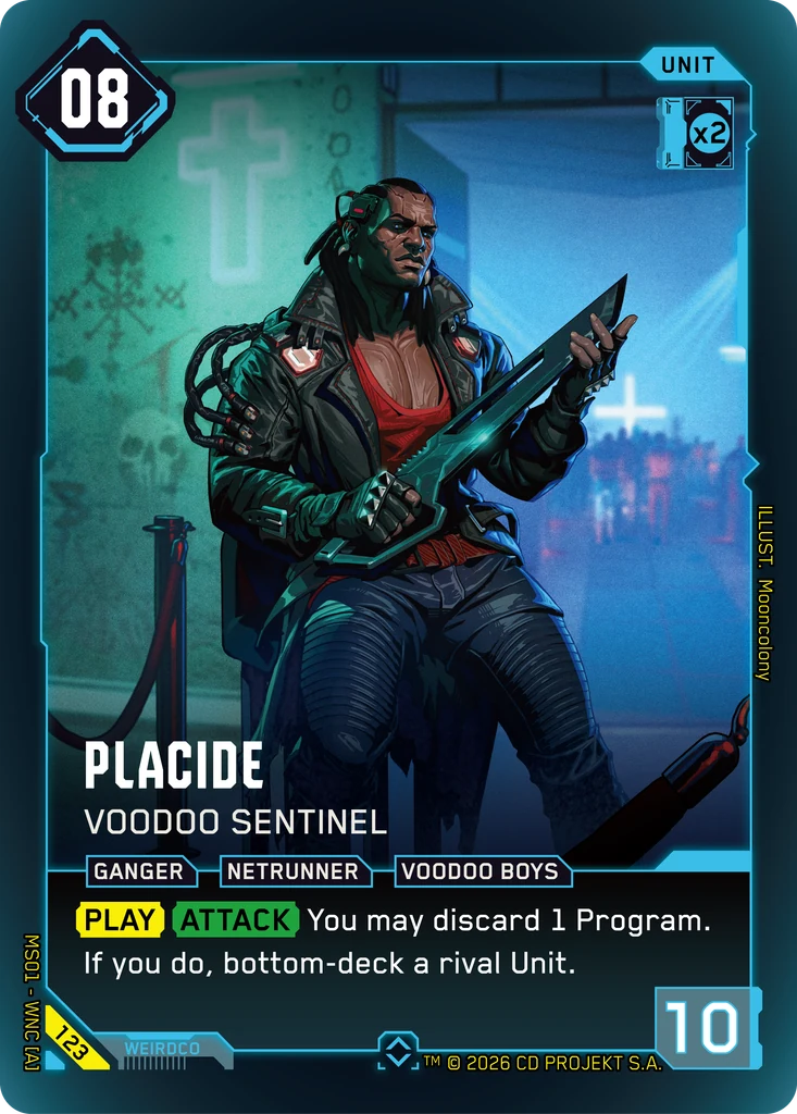Placide: Voodoo Sentinel - Cyberpunk TCG card