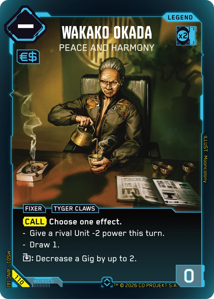 Wakako Okada: Peace and Harmony - Cyberpunk TCG card